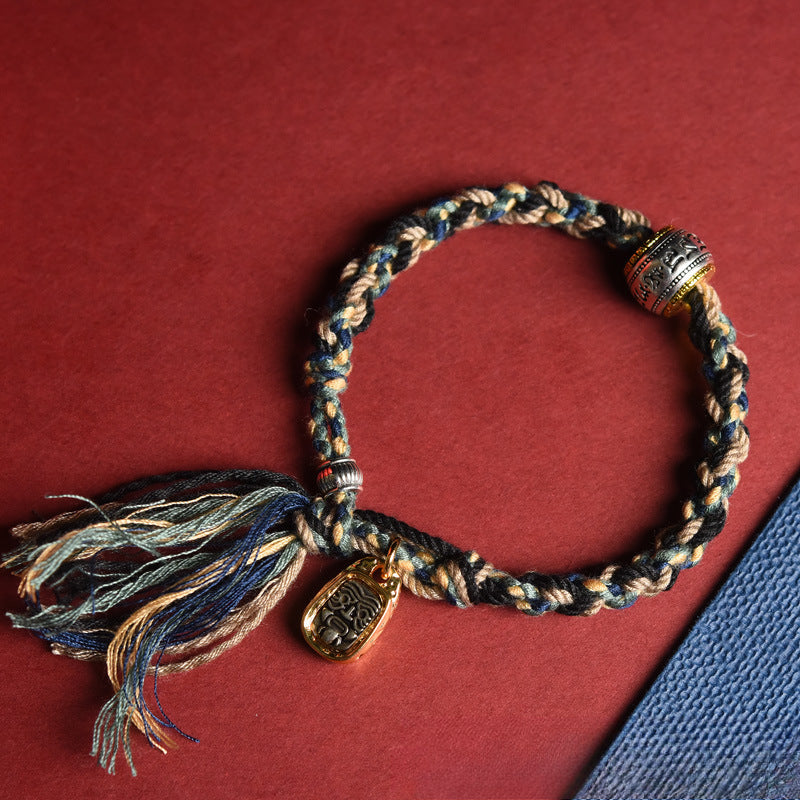 Tibetan Rope Bracelet Six-Syllable Mantra Zakiram Pendant Couple's Version