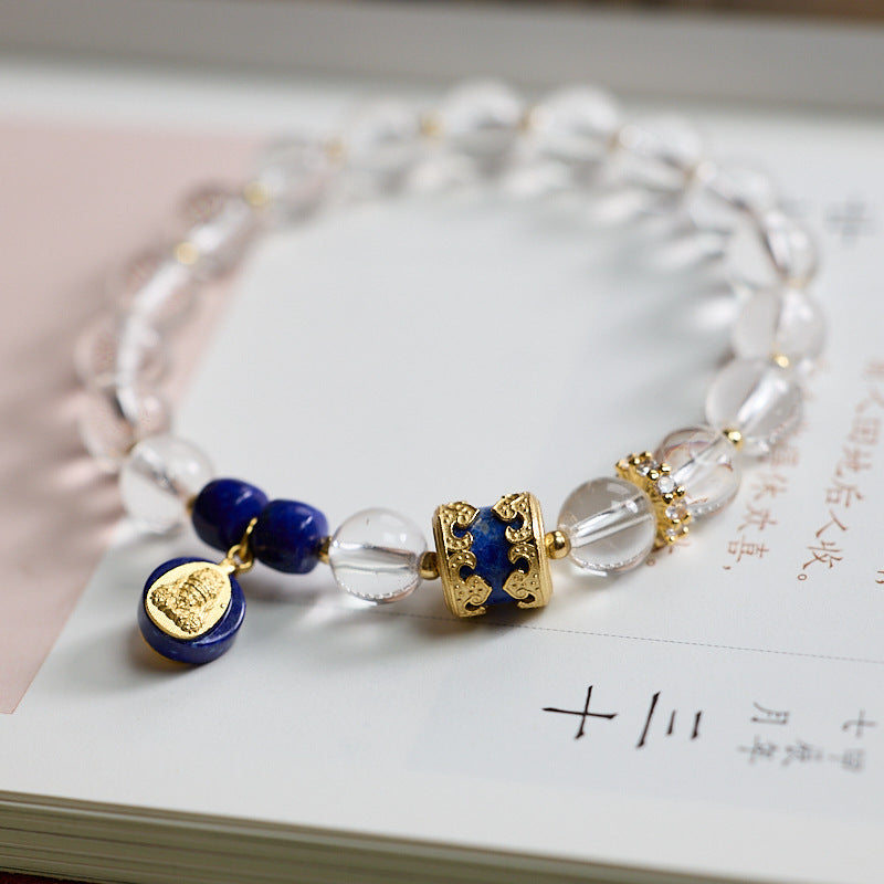 S925 Silver Zakiram White Crystal Lapis Lazuli Bracelet
