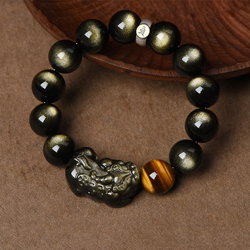 Obsidian Tiger Eye Pixiu Bracelet