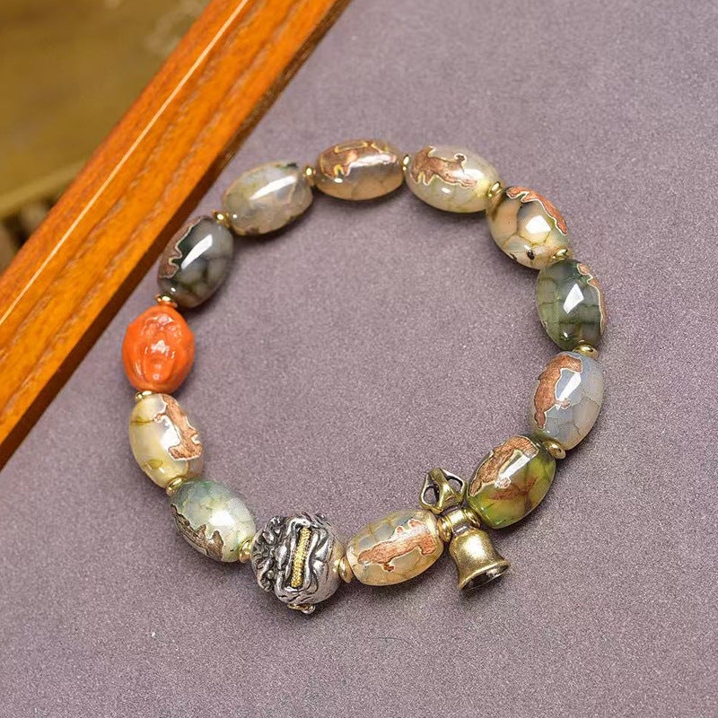 Guanyin Dzi Beads South Red Agate Turquoise Bracelet Six-character Mantra Vajra Bell Accessories