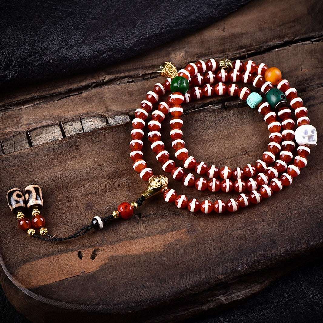 Tibetan 108 Seed Dzi Beads Agate Mala Beads