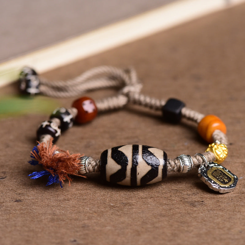 Tibetan Dzi Beads Rope with Zakiram