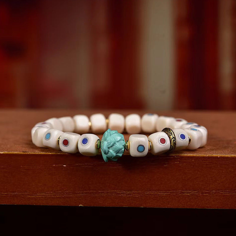 Authentic Tibetan Bone Lotus Bracelet