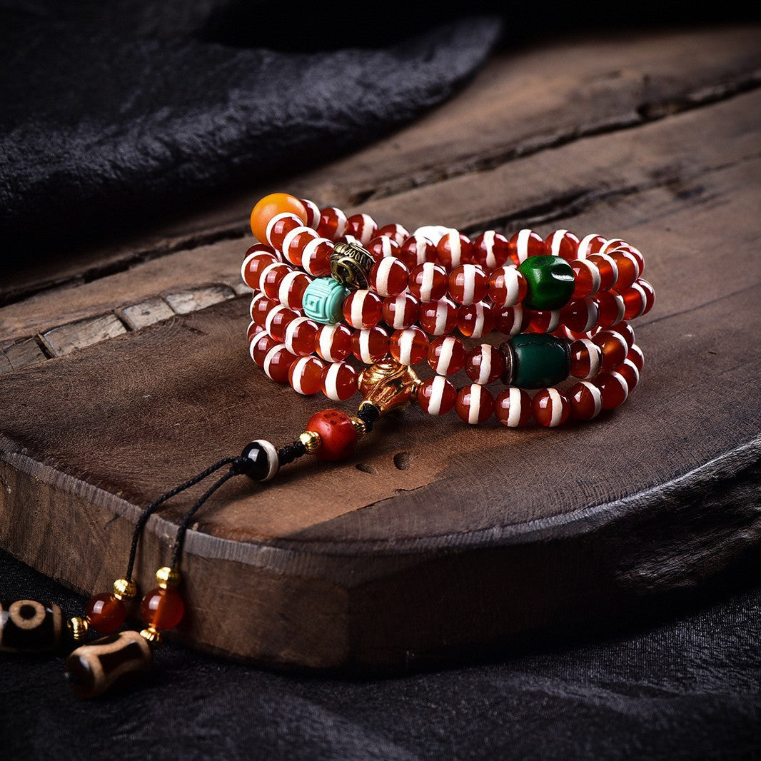 Tibetan 108 Seed Dzi Beads Agate Mala Beads